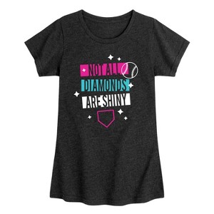 Girls' - Instant Message - Not All Diamonds are Shiny Fitted Short Sleeve Graphic T-Shirt - 1 of 4