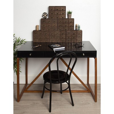Rustic Brown Wood Desktop Organizer with 9 Apothecary Drawers
