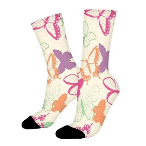 Beautiful Hand Drawing Butterfly Women Printed Crew Socks Funny Funky Socks Soft Polyester Novelty Gifts for Artists Men - 1 of 1