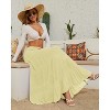 Women's 2025 Boho Chiffon Maxi Skirt - Flowy Pleated A-Line Long Skirt with Elastic Waist Lemon Grass-77 - 4 of 4