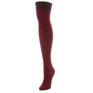 Memoi Women's Dot and Braid Wool Blend Over The Knee Sock - 1 of 2