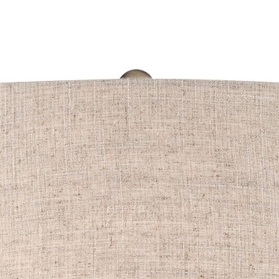 Set of 2 White Ceramic Table Lamps with Beige Fabric Shades