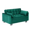 55" Green Velvet 3-in-1 Convertible Sofa Bed with Curved Backrest and Side Storage Pockets - 4 of 4