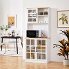 Yaheetech Kitchen Pantry Storage Kitchen Buffet with 3 Cabinets, White - 2 of 4