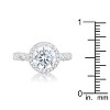 Slickblue Radiant 2.2ct Clear Cubic Zirconia Ring in Rhodium, Halo Design for Timeless Engagement, Sizes 5-10 - 3 of 4