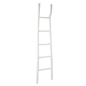 Storied Home 16.5"x70" Decorative Painted Wood Ladder White Shabby Chic Blanket Display, Indoor Sculpture - 1 of 4