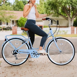 Whisen 26" Ladies Bicycle, Adult Outdoor Bicycle with 7-Speed Gear, Steel Frame, Double Brakes - 1 of 4
