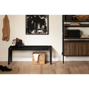 South Shore Balka Wood Bench Black: Entryway Seating, Acacia Legs, Woven Polypropylene, Rectangle Shape - 1 of 4