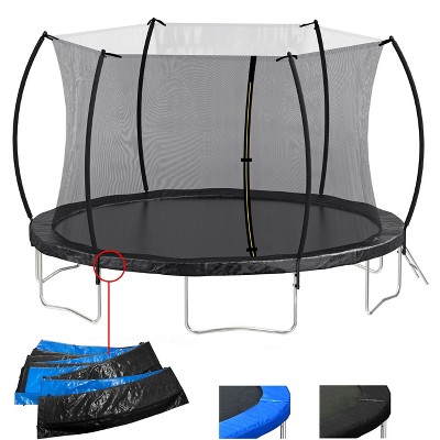 HFYee 12/14/16FT Dual-Color Trampoline Curved Safety Pole & Enclosure Net for Ages 8+ for Family Play