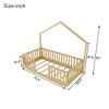 Twin/Full Size Montessori Bed Floor Bed Platform Bed Frame Toddler Bed Kid House Bed with Light & High Rails - ModernLuxe - 3 of 4