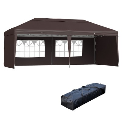 Outsunny 10' x 20' Heavy Duty Pop Up Canopy Party Tent with 4 Removable Sidewalls, Outdoor Cabana Gazebo with Carry Bag, Weather Protection