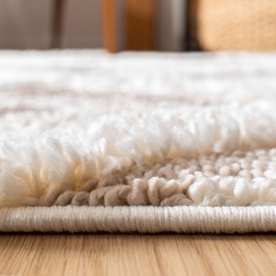 Ivory/Brown Diamond Braided Shag Area Rug 4' x 6'