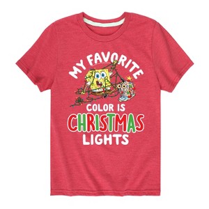 Boys' - SpongeBob SquarePants - My Favorite Color Is Christmas Lights Short Sleeve Graphic T-Shirt - 1 of 4