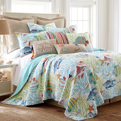 Beachwalk King Cotton Reversible Quilt and Sham Set