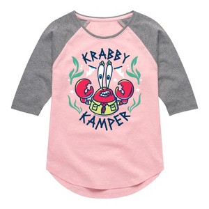 Girls' - SpongeBob SquarePants - Kamp Koral Krabby Kamper Shirt Tail Raglan Graphic T-shirt - 1 of 4