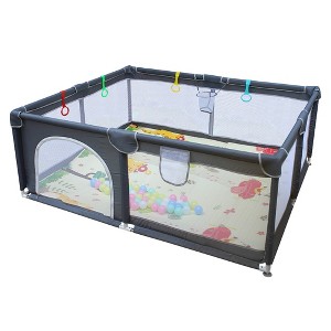 Baby and Toddler Playpen, Removable Safety Fence with Basketball Stand, Travel Bag, Foldable Play Mat, Ocean Ball, Indoor and Outdoor Handrails - 1 of 4