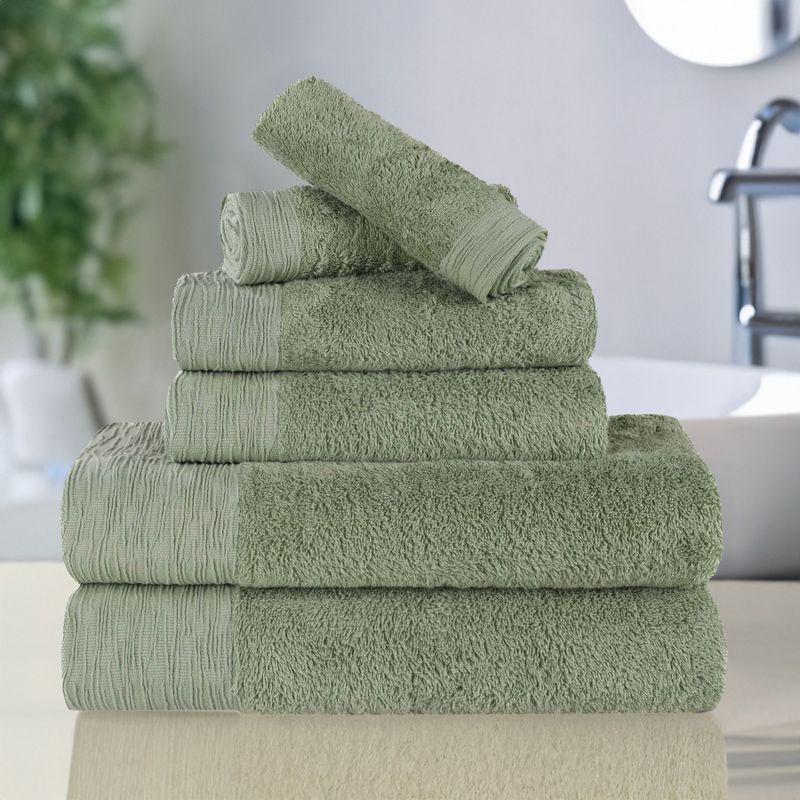 Rayon From Bamboo Cotton Blend Hypoallergenic Solid 6 Piece Bathroom Towel Set by Blue Nile Mills, 2 of 9