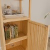 KWPZQEB Bamboo Storage Cabinet, Freestanding Bathroom Cabinet, Kitchen Cupboard, Sofa End Table, Slim Bamboo Linen Tower with Shutter Door - 4 of 4