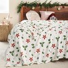 Christmas Flannel Throw Blanket, Super Soft Plush Cozy Fuzzy Red Floral and Green Leaves Printed Christmas Gift. - 4 of 4