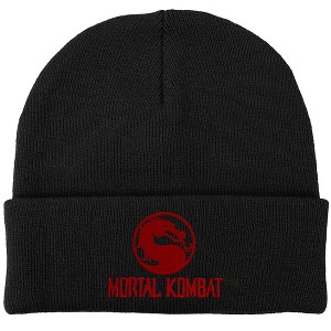 Mortal Kombat Klassic Dragon Logo Knit Beanie for Men and Women, Black - 1 of 4