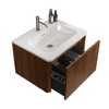 FAMYYT 24 in. Single Sink Floating Walnut Bath Vanity with White Ceramic Top (Assembled), Curved Edges - 4 of 4