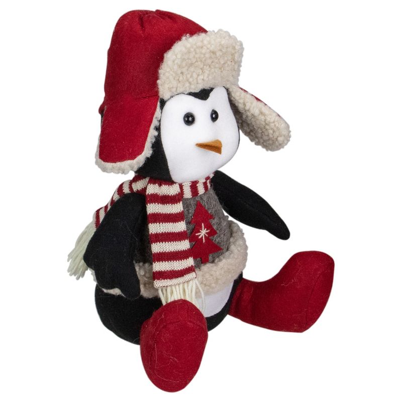 Northlight 12" Red, White, and Gray Sitting Winter Penguin Christmas Tabletop Decoration, 3 of 6