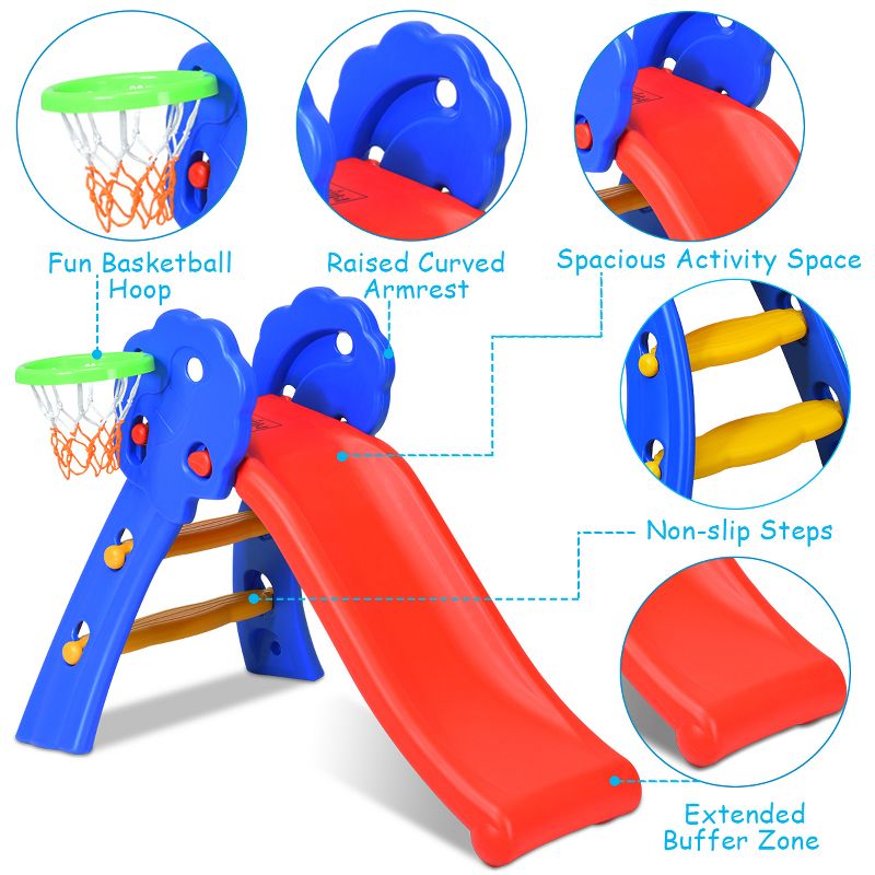 Costway Children Kids Toddlers Folding Slide with Bask, 2 of 9