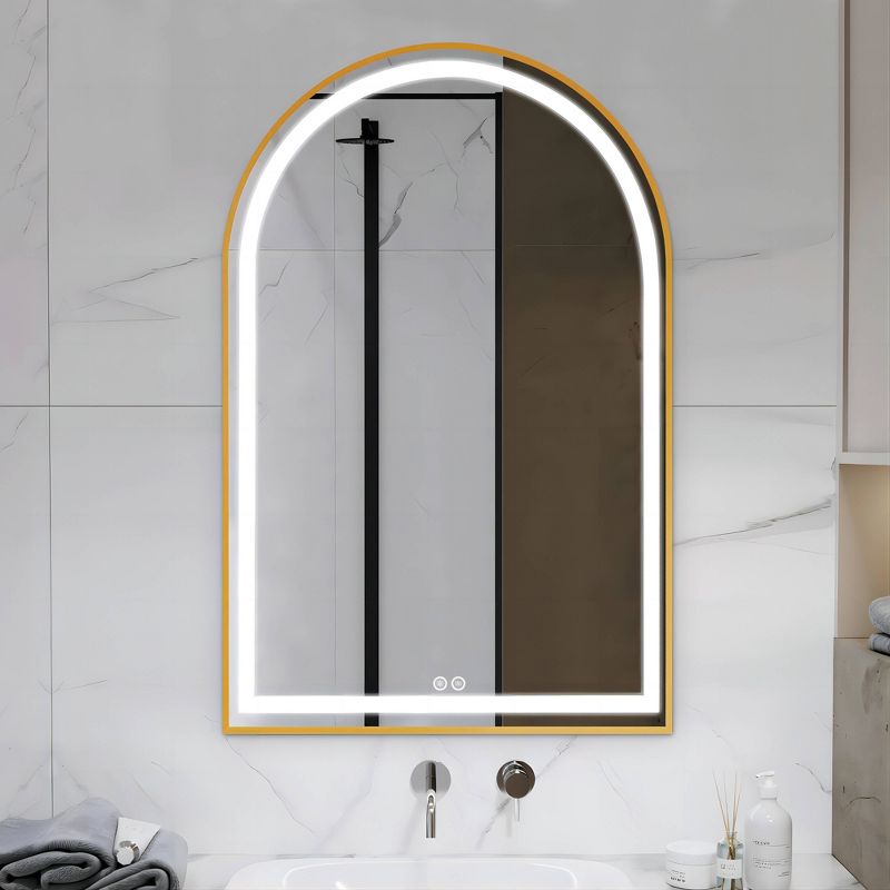 Neutypechic LED Wall Mounted Mirror with Anti-Fog Modern Arched Bathroom Vanity Mirror, 1 of 8