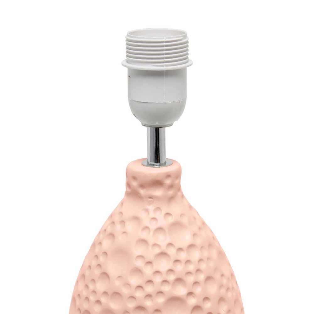 Photos - Floodlight / Street Light 14.17" Traditional Ceramic Texture Thumbprint Tear Drop Table Desk Lamp with Tapered White Shade Pink - Creekwood Home: ETL