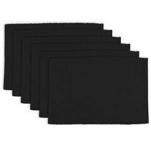 Set of 6 Wine Ribbed Placemat Black - Design Imports