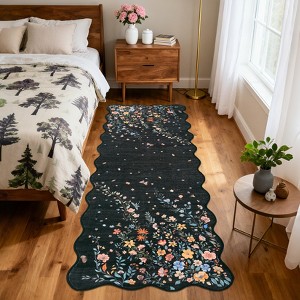 Washable Area Rug: Boho Floral Soft, Non-Slip Farmhouse Style – Living Room, Bedroom, Dining Room, Nursery - 1 of 4