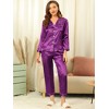 Allegra K Women's Satin Button Down Sleepshirt with Pants Sleepwear Pajama Set - 2 of 4