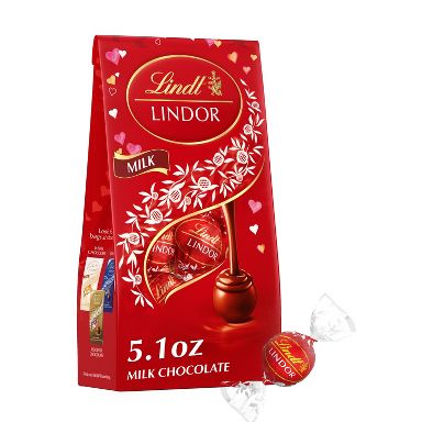 LINDOR, Lindt Valentine's Milk Chocolate Candy Bag - 5.1oz