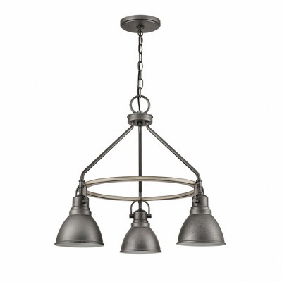 North Shore Iron and Palisade Gray 3-Light Chandelier