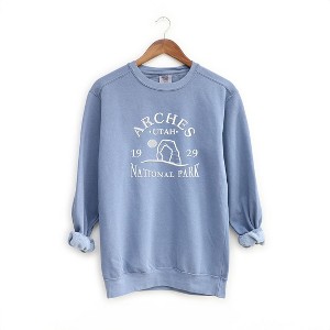 Simply Sage Market Women's  Garment Dyed Graphic Sweatshirt Embroidered Utah Arches - 1 of 3