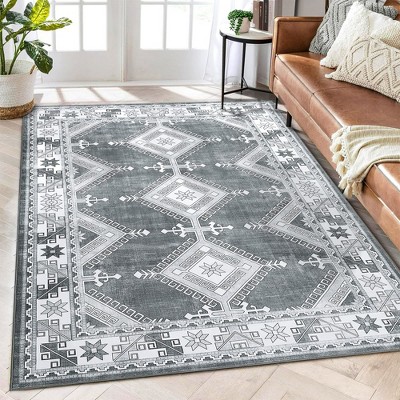 Area Rug Living Room Rug Moroccan Rug Soft Rugs Non-Slip Rubber Backing Boho Vintage Carpet for Bedroom Dining Nursery Home Office