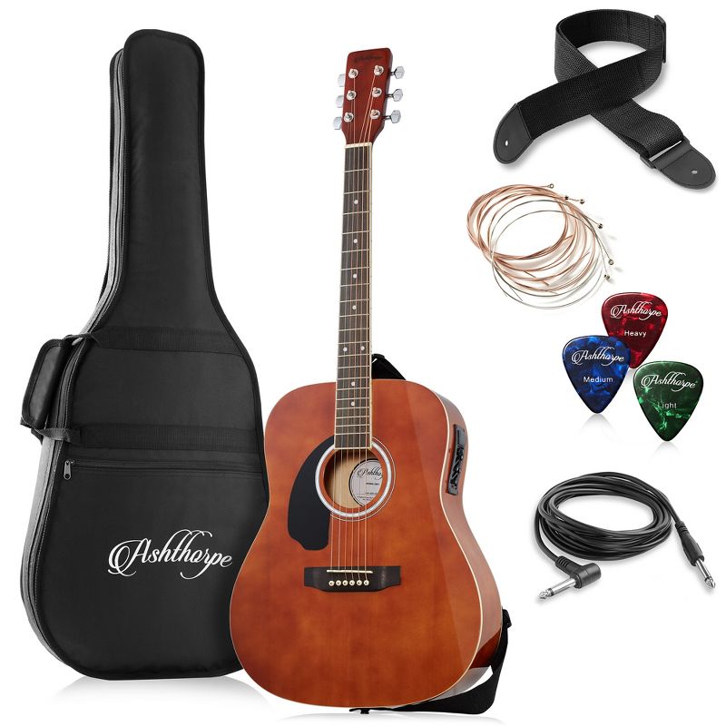 Ashthorpe Left-Handed Full-Size Dreadnought Acoustic Electric Guitar Package with Premium Tonewoods, 1 of 8