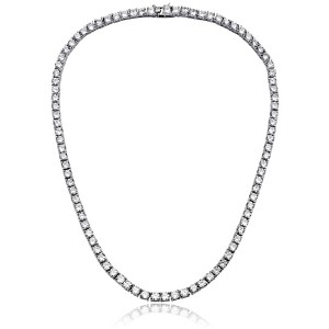 Guili Sterling Silver 18-Inch Tennis Necklace with 3mm CZ in White, Gold, Rose Gold, or Purple—Vibrant, Chic, and Perfect for Any Look. - 1 of 2