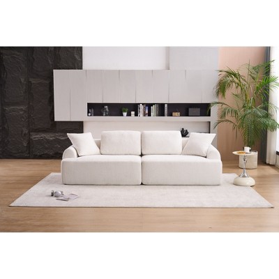 Fabric Full Sponge 4-Seater Combined Sofa with 4 Pillows and Deep Seat Comfort for Living Room