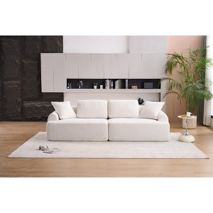 Fabric Full Sponge 4-Seater Combined Sofa with 4 Pillows and Deep Seat Comfort for Living Room - 1 of 4