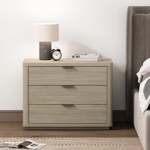 GDFStudio McKone Modern 3-Drawer Nightstand with Rounded Edges and Raised Base - 1 of 4
