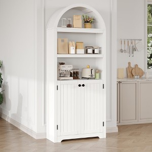 72'' Tall Arched Cabinet, 5 Tier Arched Bookshelf with Double Doors & Adjustable Shelf, Wooden Bookcase with Storage - 1 of 4