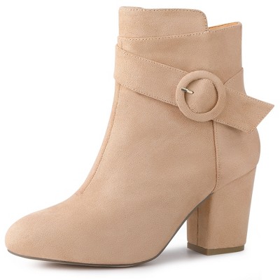Allegra K Women's Round Toe Block Heel Ankle Booties