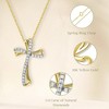 GILDED 1/4 cttw Twist Cross Pendant Necklace in 10KT Yellow Gold or 14KT Yellow Gold Plated over Sterling Silver, Natural Round-Cut Diamond, 18" Chain - 3 of 4