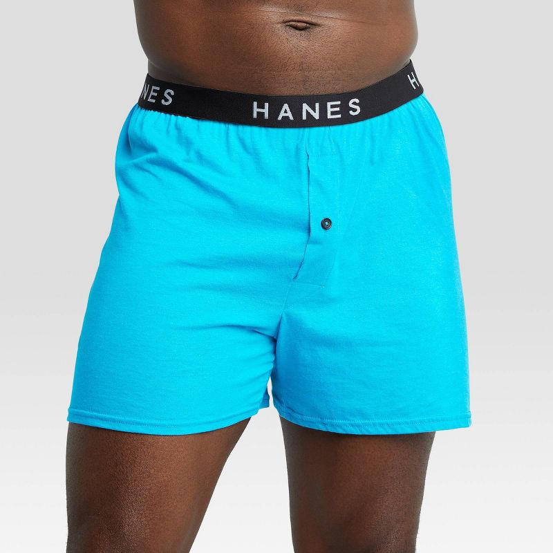 Hanes Premium Men's 4pk Knit Boxers - Blue/Black, 6 of 7