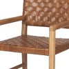 HomeRoots Brown Woven Leather And Solid Wood Dining Arm Chair - 4 of 4