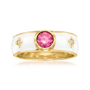 Ross-Simons 0.40 Carat Pink Topaz Ring With Diamonds and White Enamel in 18kt Gold Over Sterling - 1 of 4