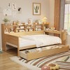 Wooden Daybed with Storage Drawers, Shelves and Built-In Study Desk, Space-Saving Multi-Functional Bed for Kids Room-Cuddlewood - 2 of 4
