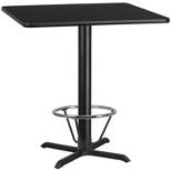 Emma and Oliver 42" Square Laminate Bar Table with 33"x33" Foot Ring Base