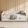 Kumasinova Twin/Full Size Daybed with 2 Storage Drawers,Fabric Upholstered Sofa Bed with Button Tufted Back & Piped Arms for Living Room,Bedroom - 3 of 4